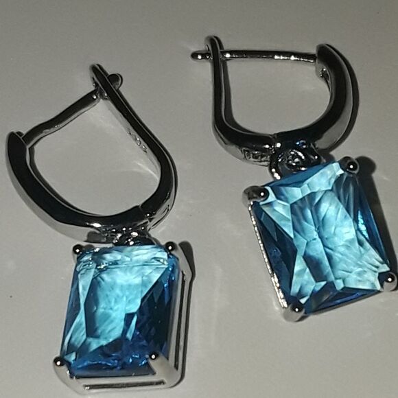 Amazon.com: Navy Blue earrings teardrop dangle VERY  Ladies Deep Blue 925 Pendant Teardrop Earrings